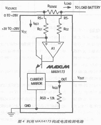 用MAX4173 构成的高端电流检测电路